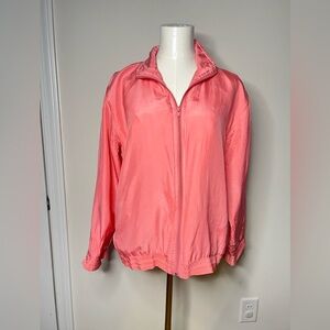 Winter Silks Windbreaker Womens PM Pink 100% Silk Vintage Lightweight Zip Up